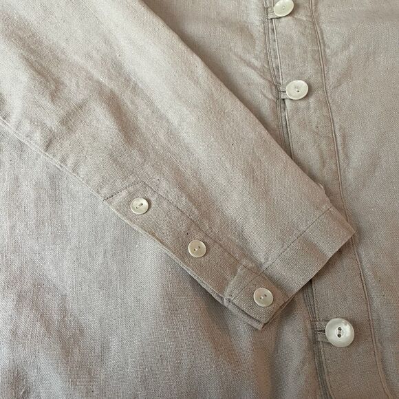 LL Bean 100% Linen Tunic Natural Oatmeal Casual Shirt Women's Petite Small - Picture 5 of 10
